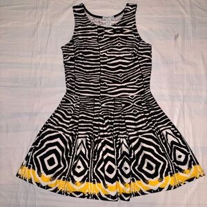 Connection 18 Black and White Mini Dress with Yellow Accents